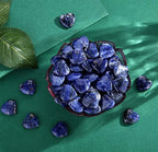 QINJIEJIE 20 PCS Sodalite Heart Crystals Natural Healing Crystal Polished Pocket Stones Mini Cute Palm Love Gemstones Set Bulk Wholesale Reiki Energy Balancing Meditation Valentine's Day Gift