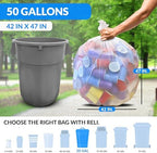 Reli. 50 Gallon Trash Bags Heavy Duty (50 Count) | Clear | Twist Ties Included | Extra Tough, Leak-Proof Garbage Bags | Ideal for Large Clean Ups