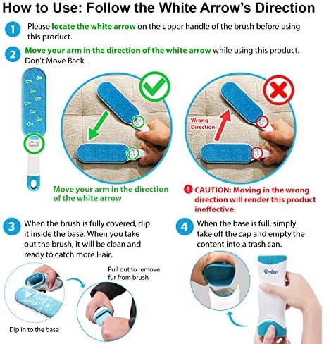 Pet Hair Remover for Clothes: Reusable Dog Cat Fur Lint Removal Brush for Clothes Furniture Couch Carpet Bed Car Seat - Self-Cleaning for Pet Owners (Fresh Blue, 1 Pack)