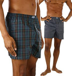 ToBeInStyle Men's Pack of 3 or 6 Button Fly Loose Fit Tartan Plaid Boxer Shorts