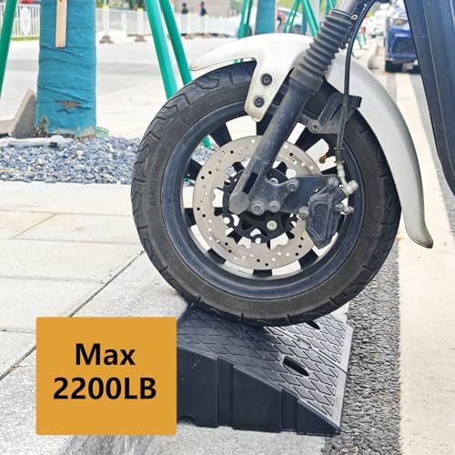 2Pack Plastic Curb Ramp for Driveway, Each 5.12" H x 10.63" W x 9.52" L, Extensible for Low Cars, Motorcycle,Bike, Cart Lawn