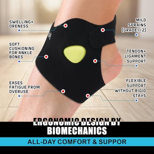 Ankle Brace for Women & men [2 pack] with Dual-Density Foam Pads & Adjustable Arch Support – ankle compression sleeve Targeted Relief for Fatigue, Ankle Pain (Small/Medium)