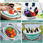 Collapsible Wash Basin for Baby Bottles, Cutting Board for Kitchen, BBQ Prep Tub for RV Home Foldable Dish Pan for Kitchen Sink, Ice Beverage Tubs Cleaning Supplies for Outdoor Camping Veggies Washing