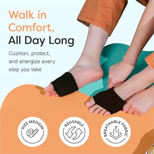 ZenToes Metatarsal Pads for Men and Women - Ball of Foot Pain Relief Cushions for Sesamoiditis, Metatarsalgia, Morton's Neuroma - 2 Pairs Fabric Sleeves with Gel Inserts (Medium, Black)