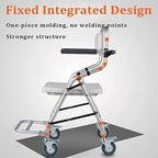 Mobile Shower Chair, Bedside Commode Chair for Elderly, Wheeled Commode Chair, Shower Stool with Folding Armrests and Ergonomic Backrest (Without EVA Pad)