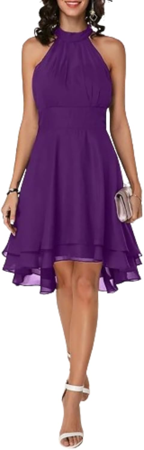 Women's Dress Elegant Halter Sleeveless Cropped Midi Dress Summer Solid Color High Waist Slim-Fit Party Dresses