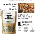 APSOGO Organic Dried Rosemary Leaves - 3.52oz Resealable Pouch - Premium Greek Whole Leaves, Rich Aroma & Green Color - Mediterranean Rosemary for Tea & Cooking