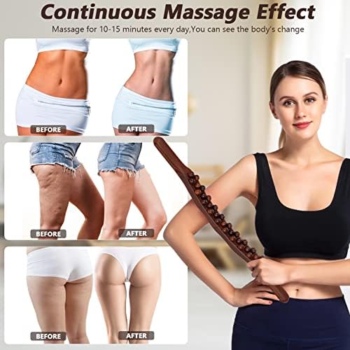 Guasha Wood Massage Stick Tools,31 Beads Back Massage Roller Stick,Lymphatic Drainage Massager for Body Shaping (31beads)