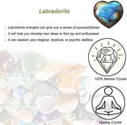 Natural 2" Labradorite Crystal Heart Palm Stone, Large Heart Shaped Love Stone, Polished Heart Carving Healing Crystals for Chakra Reiki Balancing Therapy Meditation Home Decoration
