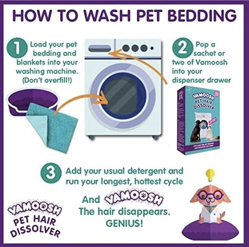 Vamoosh Pet Hair Dissolver | For Front Load | Patented Pet Hair Dissolving Formula | Removes Odor | Dissolves Dog, Cat & Animal Fur | Safe for Pets | No Harmful Chemicals | 100g (Pack of 3)