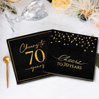 Hunanyume 50PCS 70th Birthday Napkins, Cheers to 70 Years Cocktail Napkins 5x5 Inches Party Napkins Paper Beverage Napkins for Anniversary 70th Birthday Decorations for Men(Black and Gold)