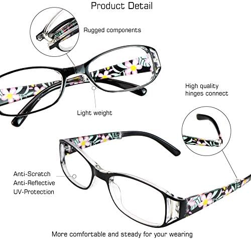 VisionGlobal 3 Pair Reading Glasses Foldable Readers with Blue Light Blocking lens Compact Folding Glasses for Women Reading Case Included (Black, +2.00 Magnification)