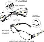 VisionGlobal 3 Pair Reading Glasses Foldable Readers with Blue Light Blocking lens Compact Folding Glasses for Women Reading Case Included (Black, +2.00 Magnification)