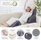4PCS Bed Wedge Pillow Set for After Surgery, Orthopedic Wedge Pillows for Sleeping, Back, Neck and Leg Pain Relief, Adjustable Memory Foam Support Pillows for Acid Reflux, GERD & Snoring, Grey