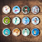 24 Christmas Snowman Mix Theme Edible Cupcake Toppers - Stand Up Discs Wafer Cake Decorations, Snowman Edible Cake Toppers, Xmas Cupcake and Cookie Decorations, 4cm / 1.5 Inch PRECUT