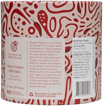 Cybele’s Harvest Aleppo Pepper Flakes 2.8oz, Turkish Red Chili Flakes, Crushed Red Pepper (Pul Biber) (Hot)