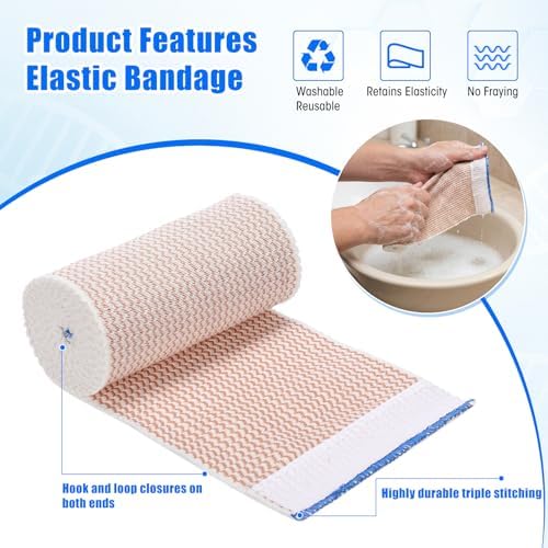 Nuogo 80 Pack 4 Inch Elastic Bandage Wrap Reusable Compression Bandage with Self Closure Athletic Stretchable Wrap for Legs Knees Ankles Wrists Elbows Shoulders Sports Medical Injury Recovery