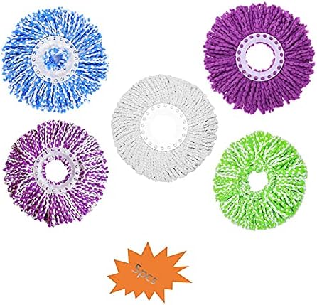 5 Replacement Mop Micro Head Refill for 360° Spin Magic Mop-Microfiber Replacement Mop Head-Round Shape Standard Size