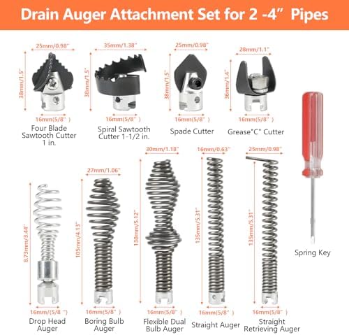 Drain Cleaner Cutter Head, 10pcs Drain Cleaner Combination Cutter Head Set, Pipeline Dredging Machine Cutting Head, Manganese Steel Drain Cutting Head Tools for Drain Augers