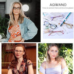 AQWANO Oversized Blue Light Blocking Reading Glasses Women - Stylish Cat Eye Designer Computer Readers Eyeglasses