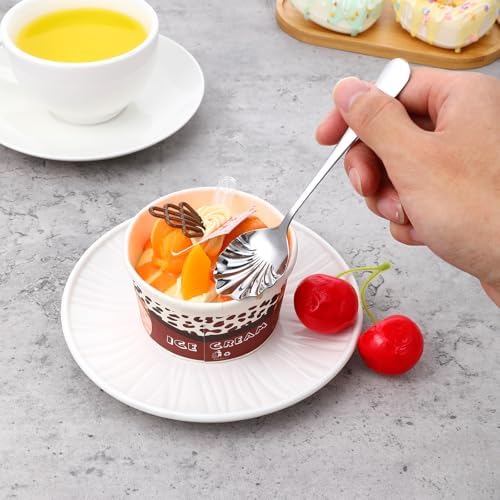 3 PCS Shell Shape Sugar Spoon, Stainless Steel Tiny Spoon for Jam, Silver Demitasse Spoons for Tea Coffee Yogurt, Cute Small Spoons for Dessert, Afternoon Tea