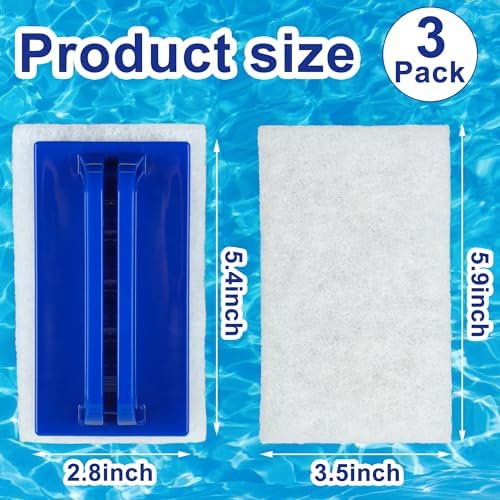 3 Pack Hand-Held Pool Scrub Brush Pool Cleaning Scrubbing Sponge Pad Bathroom Clean Scrubber Scouring for Cleaning Swimming Pools Step Corner Shower Tile Vinyl Liners Walls Sink Spas Tubs Kitchen