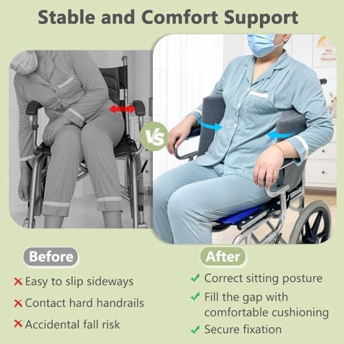 KAAMOS Lateral Support for Wheelchair Side Guards Wheelchair Lateral Support Cushion Posture Foam Wedge Pillows Contoured Wheelchair Cushion Side Padding for Seniors Better Posture with Strap
