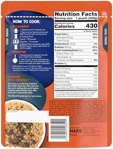 BEN'S ORIGINAL Risotto Creamy Mushroom Flavored Rice, Easy Dinner Side, 8.5 oz Pouch (Pack of 12)