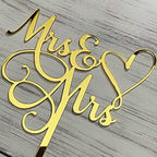 JIEEIN Mrs & Mrs Cake Topper-Wedding/Anniversary Cake Topper,Gay and Lesbian,LGBT Marriage Union,Love is Love-Mirror Gold Acrylic