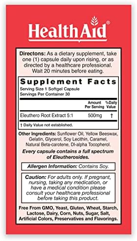 HealthAid Sibergin, Siberian Eleuthero, 30ct, Once Daily, Soft Gel Capsules Helps Combat Stress and Fatigue, Promotes Stamina and Endurance