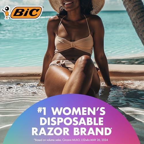 BIC Soleil Smooth Scented Women’s Disposable Razor, 3 Blades, Moisture Strip For a Silky Shave, 4 Piece Razor Set