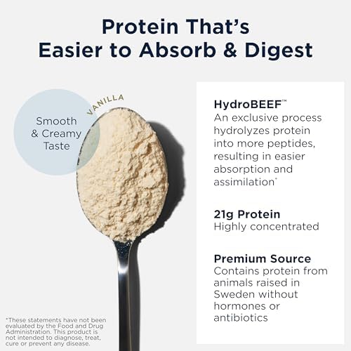 Designs for Health Bone Broth Protein Powder – 21g Grass-Fed, Collagen-Rich Beef Protein Isolate – Vanilla, Paleo, Non-GMO, Dairy-Free (30 Servings / 810g)