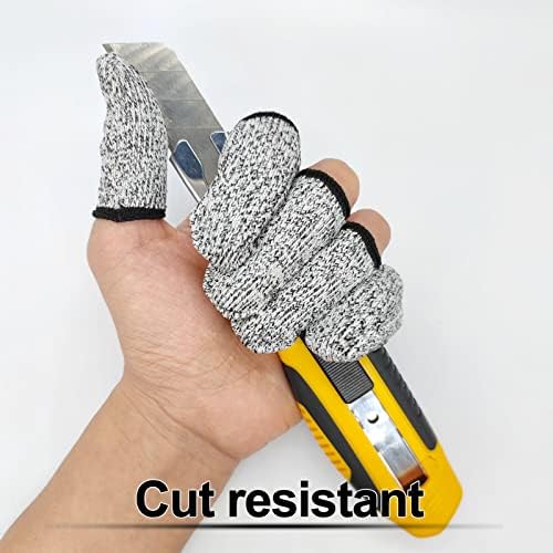 BlingKingdom 10pcs Breathable Cut Resistant Finger Cots Protection Reusable Durable Non Slip Finger Thumb Protector Gloves for Work Kitchen Garden Sculpture Grinding Stained Glass(Grey)