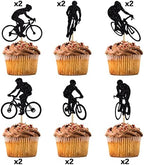 12 PCS Bicycle Cupcake Toppers Glitter bicycle Themed Cupcake Toppers sport Theme Birthday Party Cake Decorations Supplies