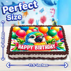 8.3 x 11.7 Inch Edible Square Cake Toppers – Parrot Themed Birthday Party Collection of Edible Cake Decorations