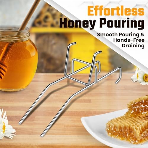 Flexzion Honey Bucket Holder Rack - 44 lbs Capacity, Stainless Steel 5 Gallon Bucket Stand for Honey Extraction, Easy Pour & Drain Bee Honey Bucket Pouring Rack Stand Holder for Beekeepers