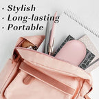 MoKo Double Eyeglass Case, Contact Lens Case with Mirror Tweezers Remover, 2 in 1 Double Sided Portable Contact Lens Box Holder Container Soak Storage Kit Sunglasses Pouch for Men & Women, Pink