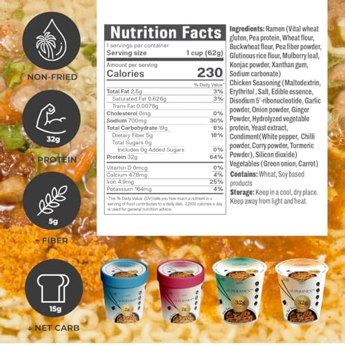 KLDSCP Protein Ramen Instant Noodles Soup “Spicy” Beef Flavor, 32g High Plant-Based Protein, 12 Packs, Non-Fried, Vegan, Low Fat, Non-GMO, Egg & Dairy Free, Healthy Asian Meal