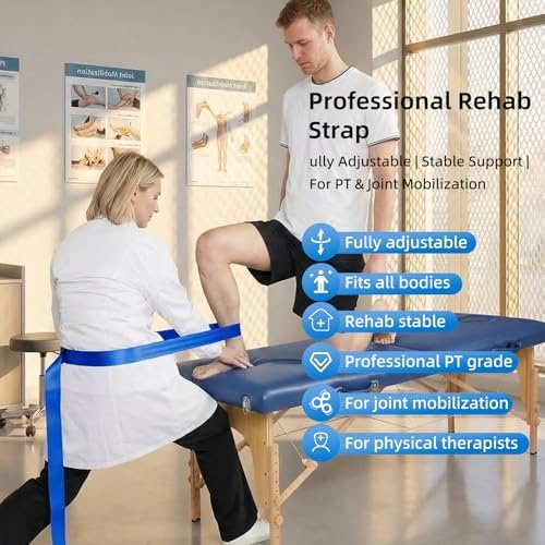 Mobilization pt Belt 2026 New with Adjustable Thick Pad - Mobilization Belt Physical Therapy, Exercise Stretch Straps for Physical Therapy Designed for Physical Therapist, Stretching, Mobility Blue