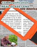 15X Magnifying Glass with Light and Stand, Rechargeable Folding Handheld Real Glass Magnifier, 3 Color Modes Dimmable Lighted Page Magnifier for Reading Small Prints, Seniors with Macular Degeneration
