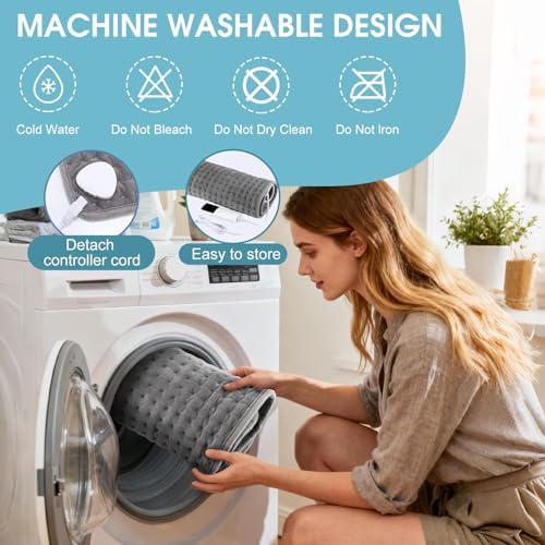 Electric Heating Pad Waist Heating Belt Wrap, 9-Temperature, 4 Timer Settings, Adjustable & Extra-Long, Machine Washable, for Back, Abdomen, Shoulder, Knee