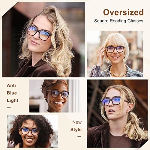 EASY READ 3 Pairs Reading Glasses for Women, Squre Computer Blue Light Blocking Anti UV Readers with Spring Hinge
