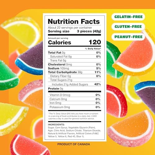 Fruit Slices - 2 Pound Pack - 60 Count - Jelly Candy - Individually Wrapped Fruit Slices - Assorted Flavors - Gelatin Free Candy for Gift Baskets, Snacking & Buffets