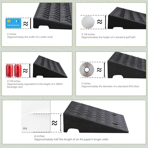 2 Pack Rubber Curb Ramps Driveway ramp, 3 7/8" H, 39.4" L, 9.8" W, Heavy Loading (4400LB)/2 Ton Capacity, Threshold, Motorcycle, Loading, Bikes, Wheelchairs Ramps