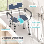 Shower Chair for Inside Shower U-Shape Seat,450lb Heavy Duty Shower Chair for Elderly and Disabled,Padded Armrests and Back,Height Adjustable Bath Chairs for Seniors Handicap,Easy Assembly