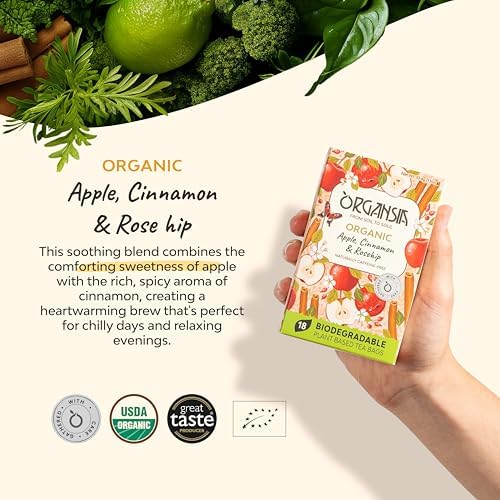 Organsia Herbal Tea - Apple, Cinnamon & Rosehip - Certified Organic - Caffeine Free