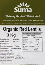Suma - Organic Red Lentils - 3Kg