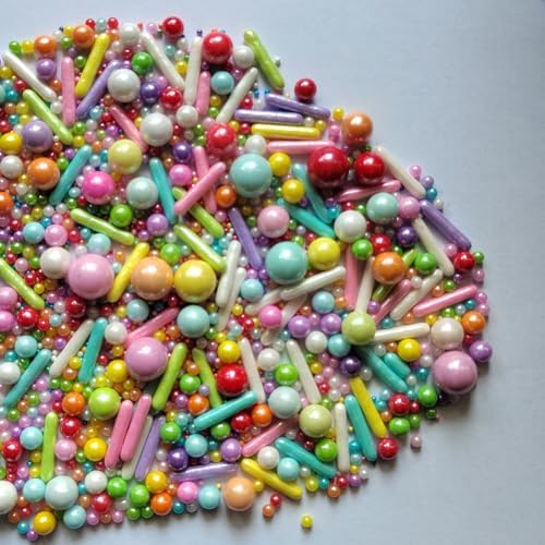 Edible Sprinkles Rainbow Pearl Sugar Candy Mix Size Baking Cake Decorations Cupcake Toppers Cookie Decorating Wedding Shower Party Valentine Halloween Christmas Supplies 100g/3.53oz