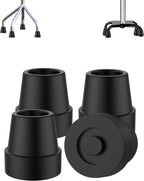 supregear Replacement Quad Cane Tips (4 Pack) - 5/8 Inch Non-Slip Rubber Foot - Durable Attachment End Base for Walking Sticks Folding Cane Accessory, Black