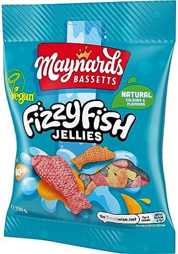 Maynards Bassetts Fizzy Fish Soft Jellies Sweets Bag, 130g